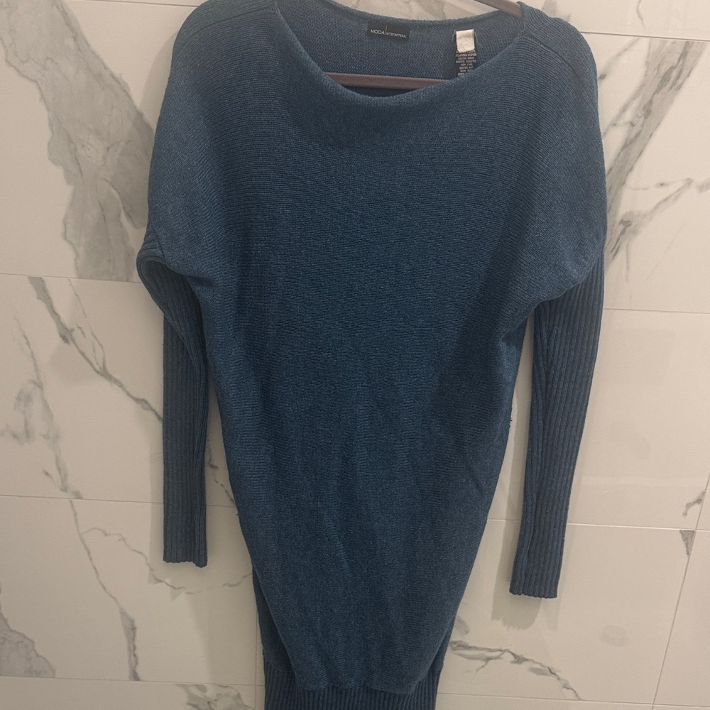 Moda International Teal Crew Neck Sweater